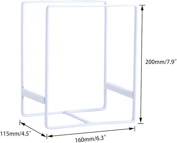 Dinnerware Bowl Plate Holder Fit for 6.5 Inches Diameters Bowl, Metal Bowl Storage Dying Display Rack for Kitchen Drawer, Countertop, Cabinet, Shelf, Cupboard (White, 2L Bowl rack+ 2L Disc rack)