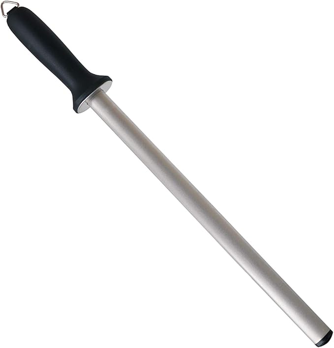 Diamond Sharpening Steel, Kitchen Knife Sharpener, Professional Chef Honing Rod, Oval 600#, 12inch Length , Fits all kinds of Knives, Home Premium
