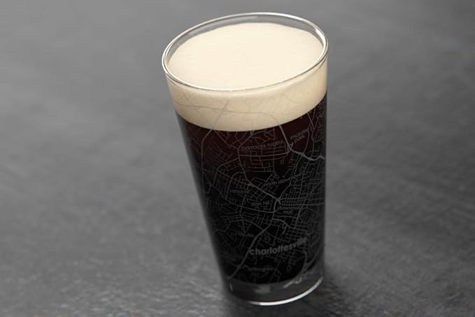 Well Told Engraved Charlottesville Virginia Map Pint Glass Etched Beer Glass Gift (16 oz, Clear) City Map Pint Glass, Custom Beer Glass, Gifts for Beer Lovers