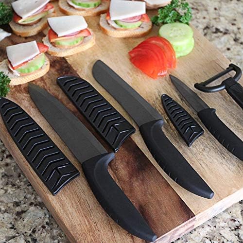 Miracle Blade IV World Class Professional Series Black 7-piece Ceramic Kitchen Knife Set - Sharpest Knives - Maintain Precision Cut: Never Dulls & Won't Rust or Stain