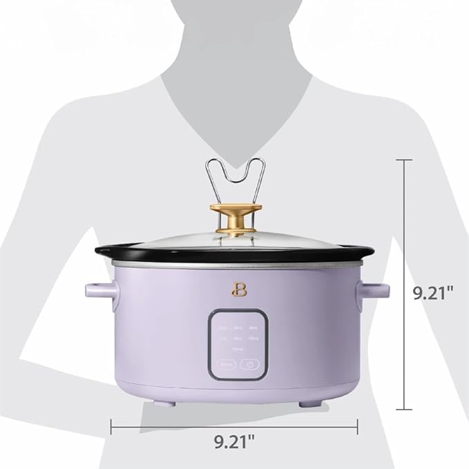 Beautiful 4-Quart Slow Cooker with Touch-Activated Display, Programmable Digital Controls, Removable Non-Stick Pot, Keep Warm Function, by Drew Barrymore (Lavender)