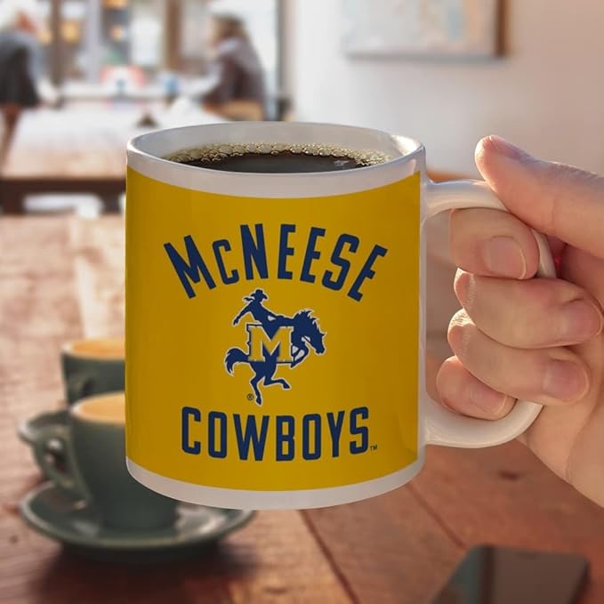 McNeese State University Cowboys Logo Ceramic Coffee Mug, Novelty Gift Mugs for Coffee, Tea and Hot Drinks, 11oz, White