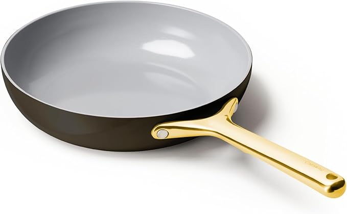Caraway Nonstick Ceramic Frying Pan (2.7 qt, 10.5") - Non Toxic, PTFE & PFOA Free - Oven Safe & Compatible with All Stovetops (Gas, Electric & Induction) - Black