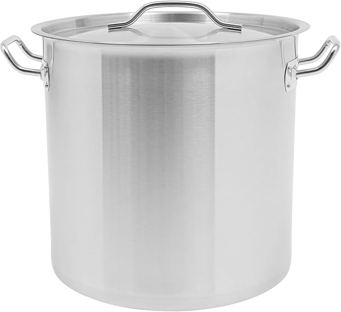 33L/34.8Qt Commercial Large Stock Pot with Lid,Nickel Free Stainless Steel Cookware Healthy Polished Stockpots, Induction Soup Pot for Cooking Home Use