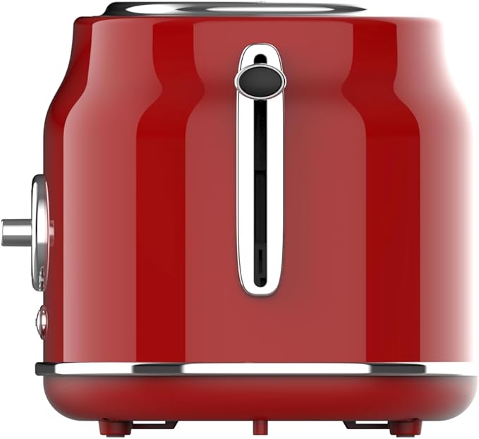 Frigidaire ETO102-WHITE, 2 Slice Toaster, Retro Style, Wide Slot for Bread, English Muffins, Croissants, and Bagels, 5 Adjustable Toast Settings, Cancel and Defrost, 900w, Red