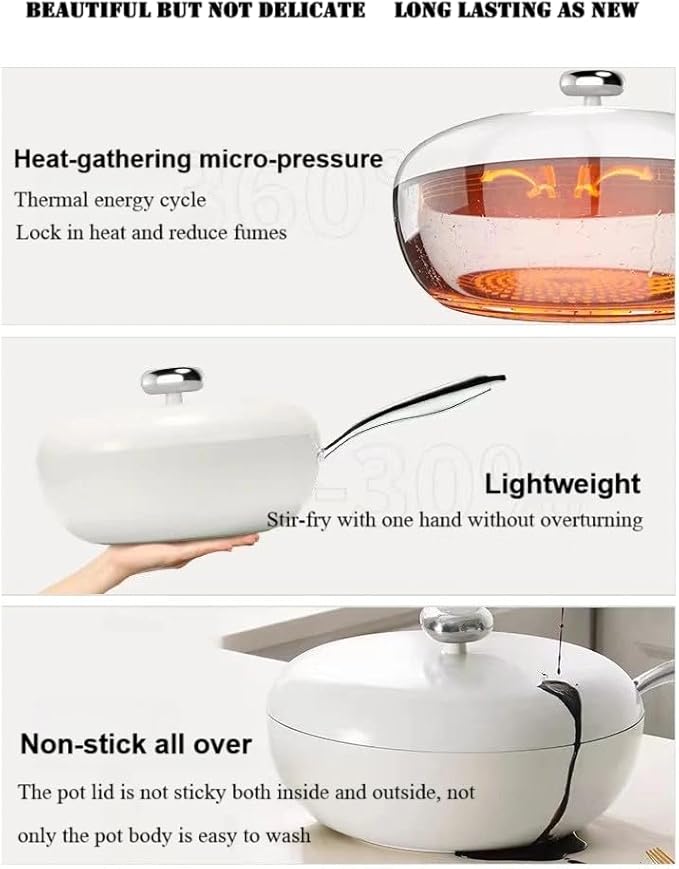 Nonstick Frying Pan Skillet with Lid,12'' Large Deep Frying Pan,6Qt Nonstick Ceramic Saute Pan, Non Toxic, PTFE & PFOA Free - Oven Safe & Compatible with All Stovetops (Gas & Induction) (Off white)