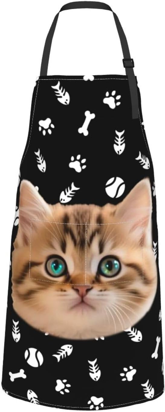 Custom Dog Face Apron for Men Women, Personalized Photo Bib Apron with Pockets, Customized Chef Aprons