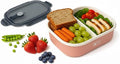 2-Compartment Bento Lunch Box – Leakproof, BPA-Free, Microwave & Dishwasher Safe Meal Prep Container – Compact & Reusable Food Storage for Work, Gym, or Travel (Simple Pink)