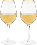 Twine Gilded Stemmed Wine Glasses, Stylish Drinking Glasses with Gold Rim for Red and White Wines, Housewarming, Anniversary, Wedding Gifts, Elegant Home Bar Glassware, Wine Lovers, 14 oz, Set of 2