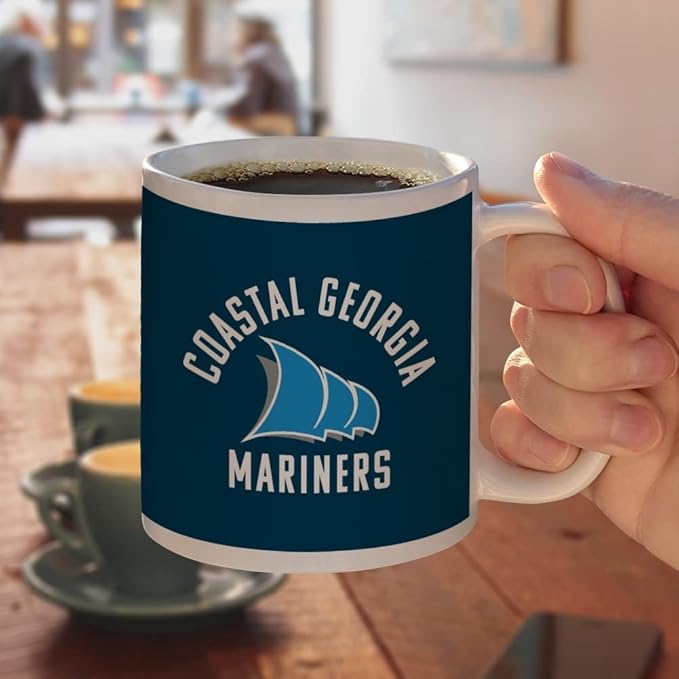 College of Coastal Georgia Mariners Logo Ceramic Coffee Mug, Novelty Gift Mugs for Coffee, Tea and Hot Drinks, 11oz, White