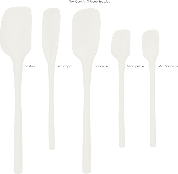 Tovolo Flex-Core® All Silicone Spatula Set of 5 for Meal Prep, Cooking, Baking, and More - White