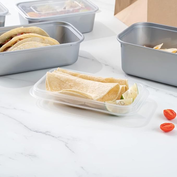 TRAYS ONLY: Futura 15.2 Ounce Trays For Containers, 100 Microwavable Trays For 24, 34, And 44 Ounce Containers - Containers Sold Separately, 1 Compartment, Clear Plastic Food Trays - Restaurantware