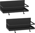 Magnetic Spice Rack, Strong Magnetic Shelf with 4 Removable Hooks, Perfect Space Saver for Small Kitchen/Apartment, Awesome Metal Cabinet for Holding Spices, Jars, Bottle (Black, 2Pack)