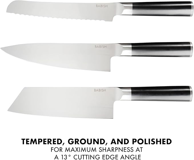 Babish 14-Piece Full Tang Forged Kitchen Knife Set – High-Carbon 1.4116 German Steel Cutlery with Protective Sheaths – Professional Chef Knife Set