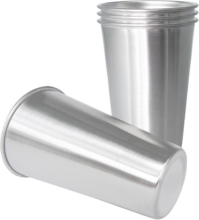 24OZ 4pack Stainless Steel Pint Cups Shatterproof Cup Unbreakable Tumblers -Metal Cups - Stackable Durable cup，Chilling Beer Glasses, for Travel, Outdoor, Camping, Everyday，Restaurant