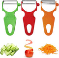 LHS Vegetable Peelers, 3 Pack Potato Peelers for Apple Fruit Carrot Zucchini Cucumber Potatoes, Stainless Steel Shredder Slicer Multifunctional Veggie and Fruit Peeler
