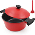 4.5 Qt Cast Aluminum Dutch Oven Pot for Stew Braise Soup Simmer and Fry, Large Nonstick Stock Pot with Lid & Stay-Cool Handle for All Stoves Including Induction, PFOA PFOS APEO Free