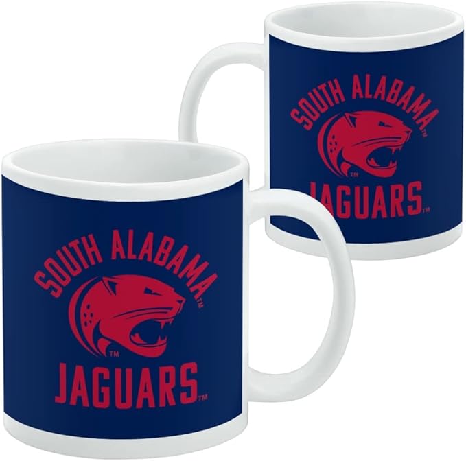 Univeristy of South Alabama Jaguars Ceramic Coffee Mug, Novelty Gift Mugs for Coffee, Tea and Hot Drinks, 11oz, White