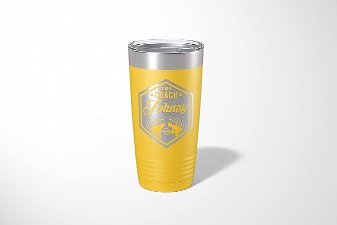 Wrestling Coach gifts, Tumbler, Coach tumbler, Wrestling gifts, Coach Beer glass, Coach gift, Wrestling Coach, Coach gifts, Wrestling Coach (Wrestling Hexagon, Yellow, 20oz Tumbler)