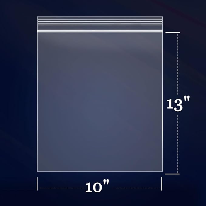 iMailer - 200 Count - 10" x 13" Clear Zip Bags - 2 Mil Reclosable Zip Plastic Poly Bags with Lock Seal Zipper for Clothing, T-Shirt, Prints, Photos, Documents
