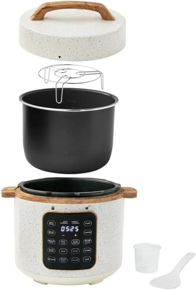 Pioneer Woman Linen Speckle 6-Quart Pressure Cooker with Touch Control Display – Programmable Multi-Function Cooker