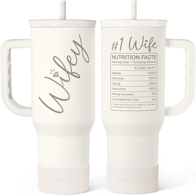 Gift for Wife from Husband – 40oz Insulated Stainless Steel Tumbler with Handle and Straw, Gifts for Anniversary, Birthday, Christmas, Valentine, Coffee Travel Mug
