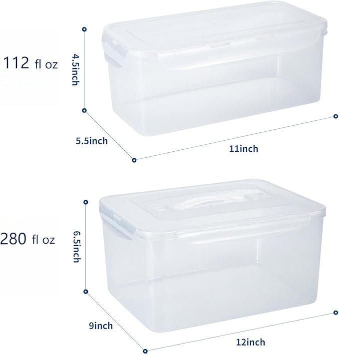 9.5Qt Bread Box Large,3.5Qt Bread Storage Container Small,2 Bread Containers with Lids Airtight to Save Sourdough Bread,Homemade Bread,Cake,Cookie,Toast,Dishwasher Safe,Loaf Holder,Plastic