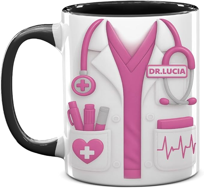Personalized Doctor Mug, Medical Appreciation Design With Stethoscope 3D Effect Coffee Cup, Gift For Doctors And Medical Students, MD Graduation Or Doctor’s Day Gift For Men