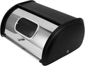 Bread Box, Multifunctional Bread Storage Holder Iron Keep for Home, Stainless Steel Bread Storage Bin with Lid (Black)