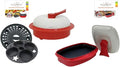 Cookware Combo Set (Everyday Pan & Grill Pan) for Microwave Oven, Red