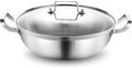 DELARLO Tri-Ply Stainless Steel 14 inch Everyday pan With lid, Everything Pan, Durable Deep Saute Pan, 7QT Induction Cooking Pot,Woks & Stir-Fry Pans Oven Safe Stock Pot