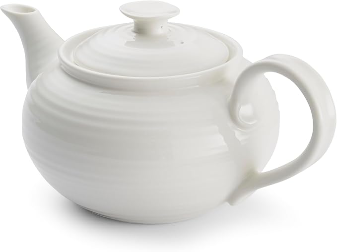 Portmeirion Sophie Conran, White 2 Pint Teapot – Fine Porcelain Tea Server with Handle for Afternoon Tea, Dining & Entertaining – Classic Serveware – Dishwasher & Microwave Safe