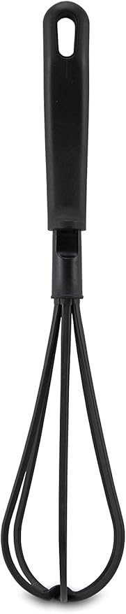 AME D'ESSENCE Whip 12 1/8 inch Black Nylon 410ºF Heat Resistant Cooking Whisk with Ergonomic Handle Perfect for Making all types of Sauces and Desserts Kitchen Gadgets for Cooking