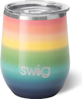Swig Life 12oz Wine Tumbler with Lid, Stainless Steel, Dishwasher Safe, Portable, Triple Insulated Wine Tumbler (Sunset)