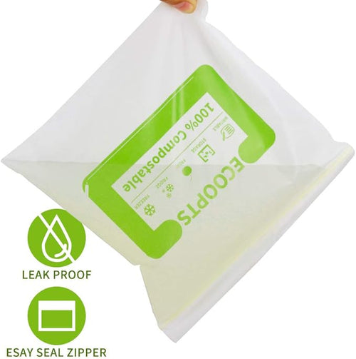 100% Compostable Large Sandwich Zip Bag | ECO-Friendly Food Storage Bags | Freezer Bag | Plant-Based BPA-free | Seal well for Fruit,Food and Snack (L-2Pack)