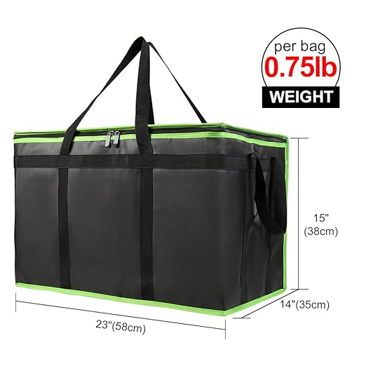 Bodaon 4-Pack Cooler Insulated Food Delivery Bag for Doordash/Uber Eats, XXX-Large Thermal Bags for Catering/Hot Pizza, Travel/Camping/Picnic Basket，Grocery Reusable Warmer Frozen, Black-Green Edge