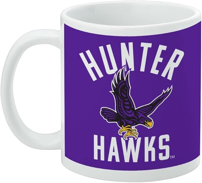 Hunter College Hawks Logo Ceramic Coffee Mug, Novelty Gift Mugs for Coffee, Tea and Hot Drinks, 11oz, White