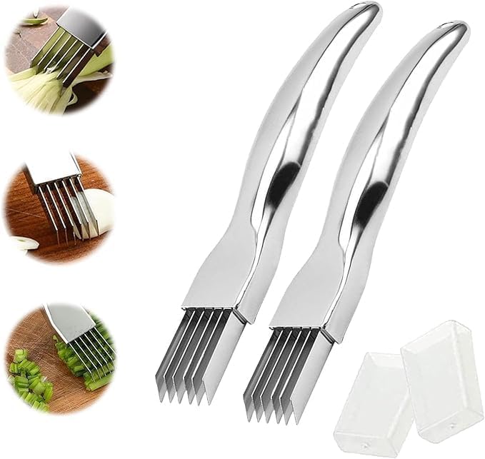 Christmas Stocking Stuffer 2 Packs Shred Silk the Knife, 2024 New ShredKnife Shred Silk the Knife Stainless SteelChopped Green Onion Knife Onion Slicer Thin Multifunctional Vegetable