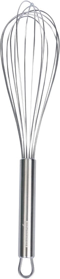 Restaurantware 12 in Stainless Steel Wire Whisk - German Standard Kitchen Balloon Whisk with Ergonomic Handle, Dishwasher Safe - Durable French Whisk for Cooking, Mixing Thick Batter and Sauce