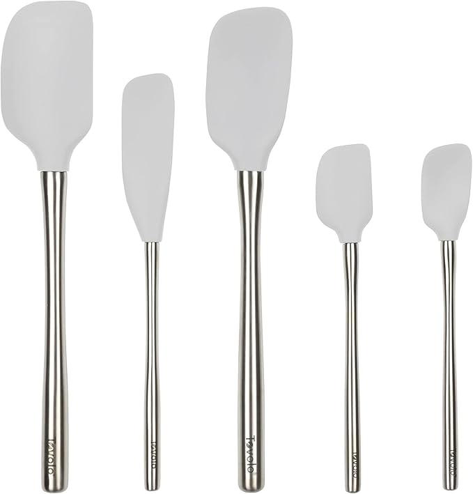 Tovolo Flex-Core Stainless Steel Handled Spatula Set of 5 for Meal Prep, Cooking, Baking, and More