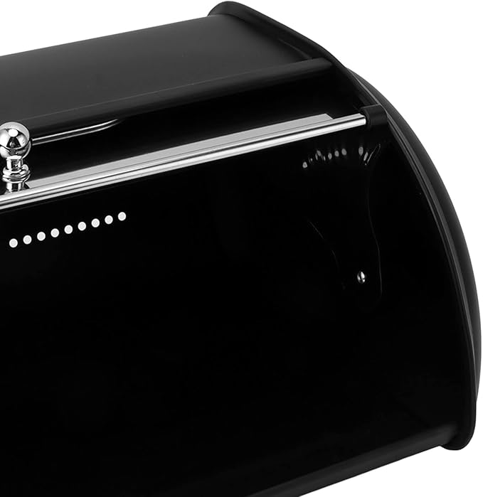 Bread Box, Multifunctional Bread Storage Holder Iron Keep for Home, Stainless Steel Bread Storage Bin with Lid (Black)