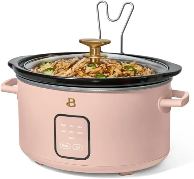 Beautiful by Drew Barrymore 4Qt Slow Cooker, Touch-Activated Display, 4 Presets, Auto Warm, Dishwasher-Safe Pot.