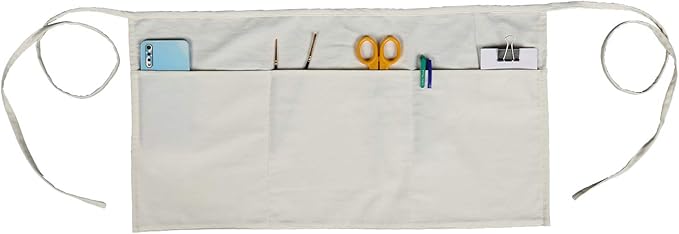 RAJRANG Pure Cotton Waitress Apron Half Server Waist Short Aprons with 3 Pockets