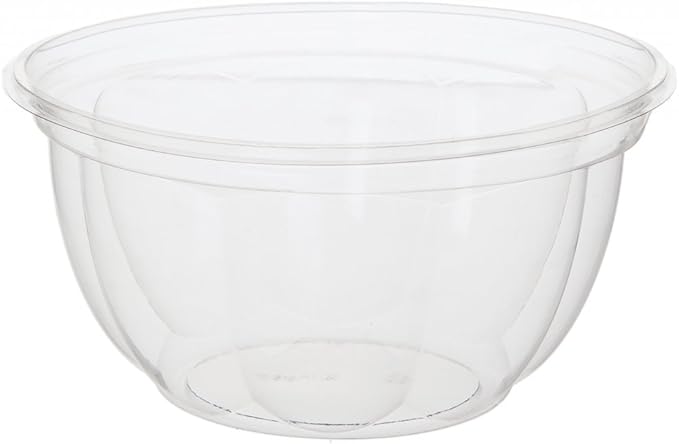 ECO PRODUCTS Compostable 18oz Salad Bowl, Clear PLA Plastic, No Lid, Case of 300, Disposable Round To Go Cold Food Containers, Lids Sold Separately, Renewable PLA Material Made from Plants, ASTM, BPI