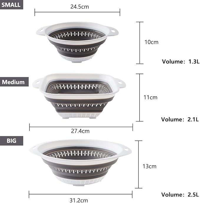 Collapsible Colander and Strainer,Silicone Strainer Colanders & Food Strainers,for Vegetable and Fruit, Kitchen Essentials