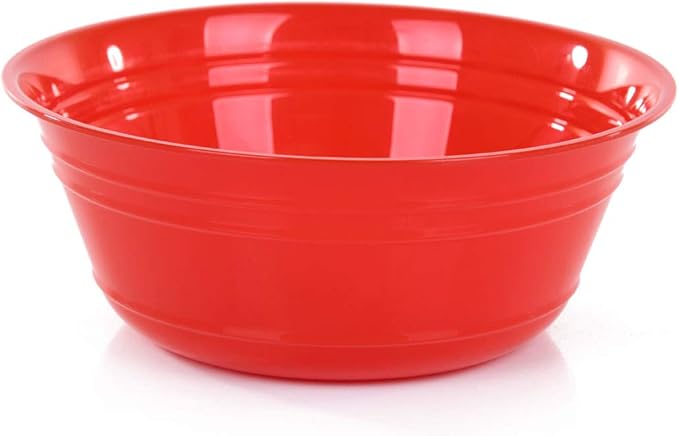 Mintra Home Snack Bowls (Large 2pk (4L), Red) - 10.75W x 4.5inH - large red plastic bowl for popcorn, snacks, drinks, candy, holiday party, Halloween, trick or treat bowls - 2 Pack