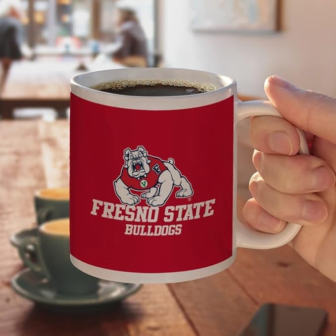 Fresno State Bulldog Ceramic Coffee Mug, Novelty Gift Mugs for Coffee, Tea and Hot Drinks, 11oz, White