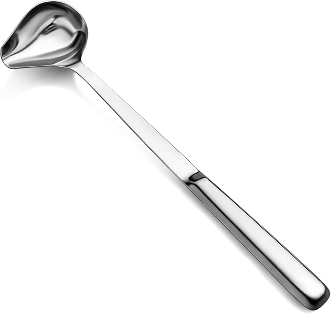 New Star Foodservice Hollow Handle Notched Serving Spoon (Silver, 1-oz Gravy Soup Ladle (12.5-Inch))