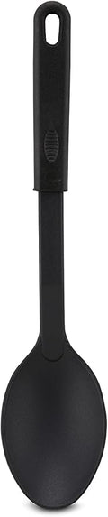 AME D'ESSENCE Solid Cooking Spoon 11 1/2 inch Black Nylon 410ºF Heat Resistant Serving Spoon with Ergonomic Handle Kitchen Gadgets for Cooking