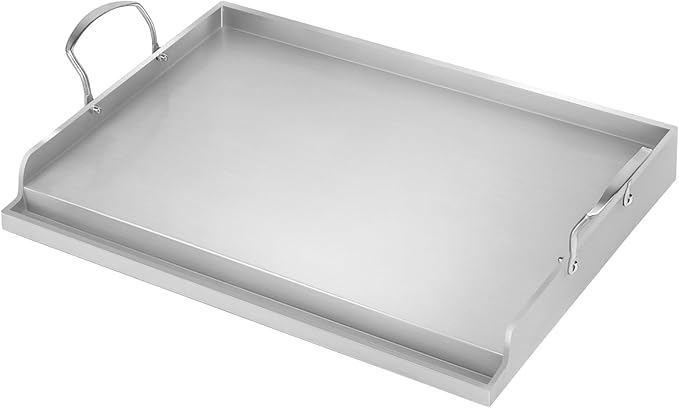 Utheer 23" x 16" Ceramic Nonstick Stainless Steel Griddle for Gas, Charcoal, Grill, Large Stove Top Griddle, Non-Toxic, PFAS/PFOA/PTFE Free, Oven Up to 500°F, for BBQ, Camping & Kitchen, Sliver